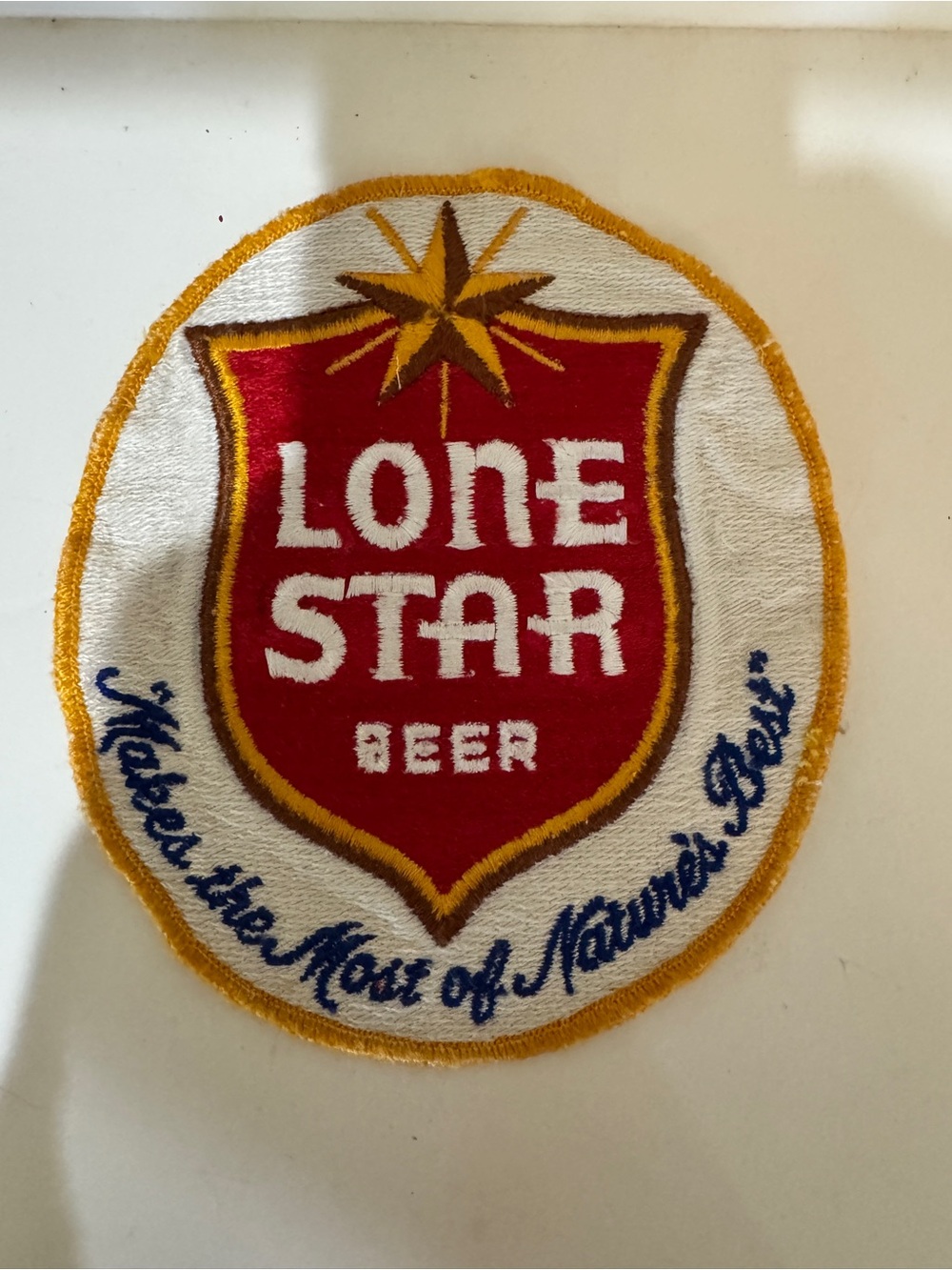 Lone Star Beer Vintage Embroidered Patch - Red & White